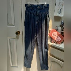 Vintage Lee Women's High Rise Pleated Blue Jeans